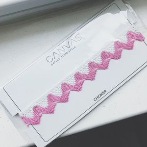 Pink & White Crochet Scalloped Choker